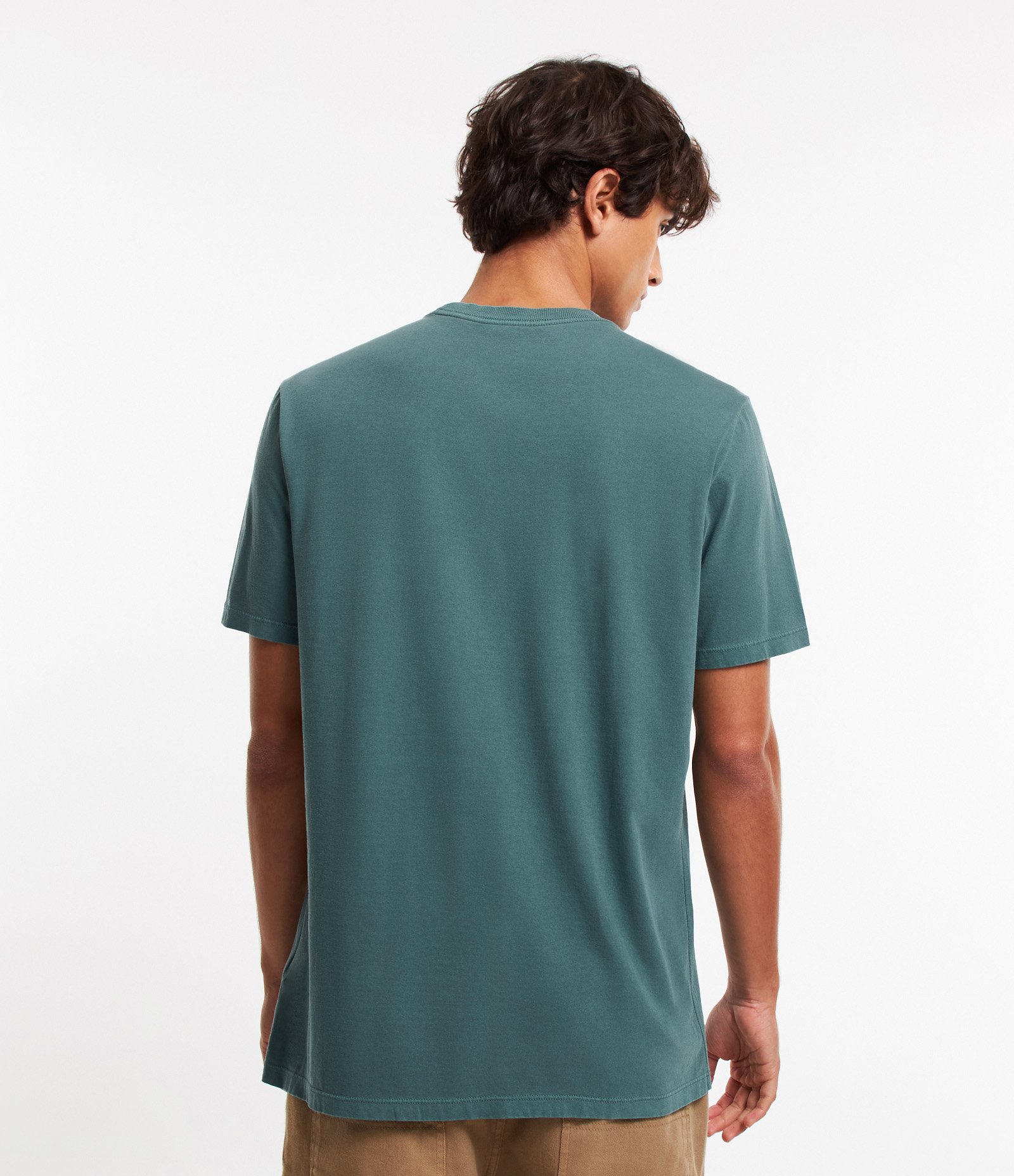 Camiseta Comfort em Algodão Estonado com Lettering Contrastante Verde 4