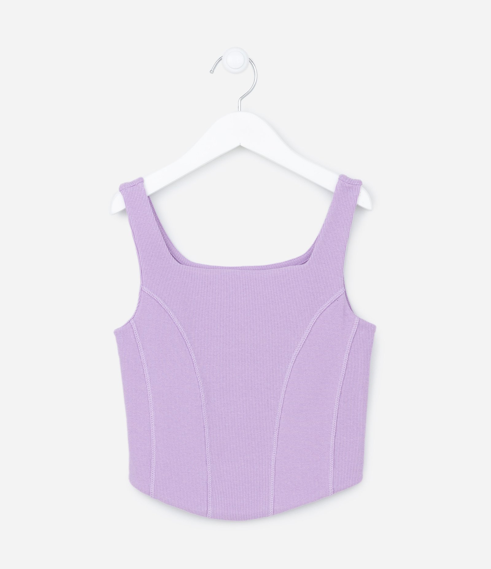 Regata Cropped Infantil Canelada com Nervuras - Tam 5 a 14 anos Roxo 1