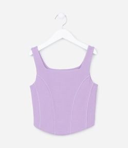 Regata Cropped Infantil Canelada com Nervuras - Tam 5 a 14 anos