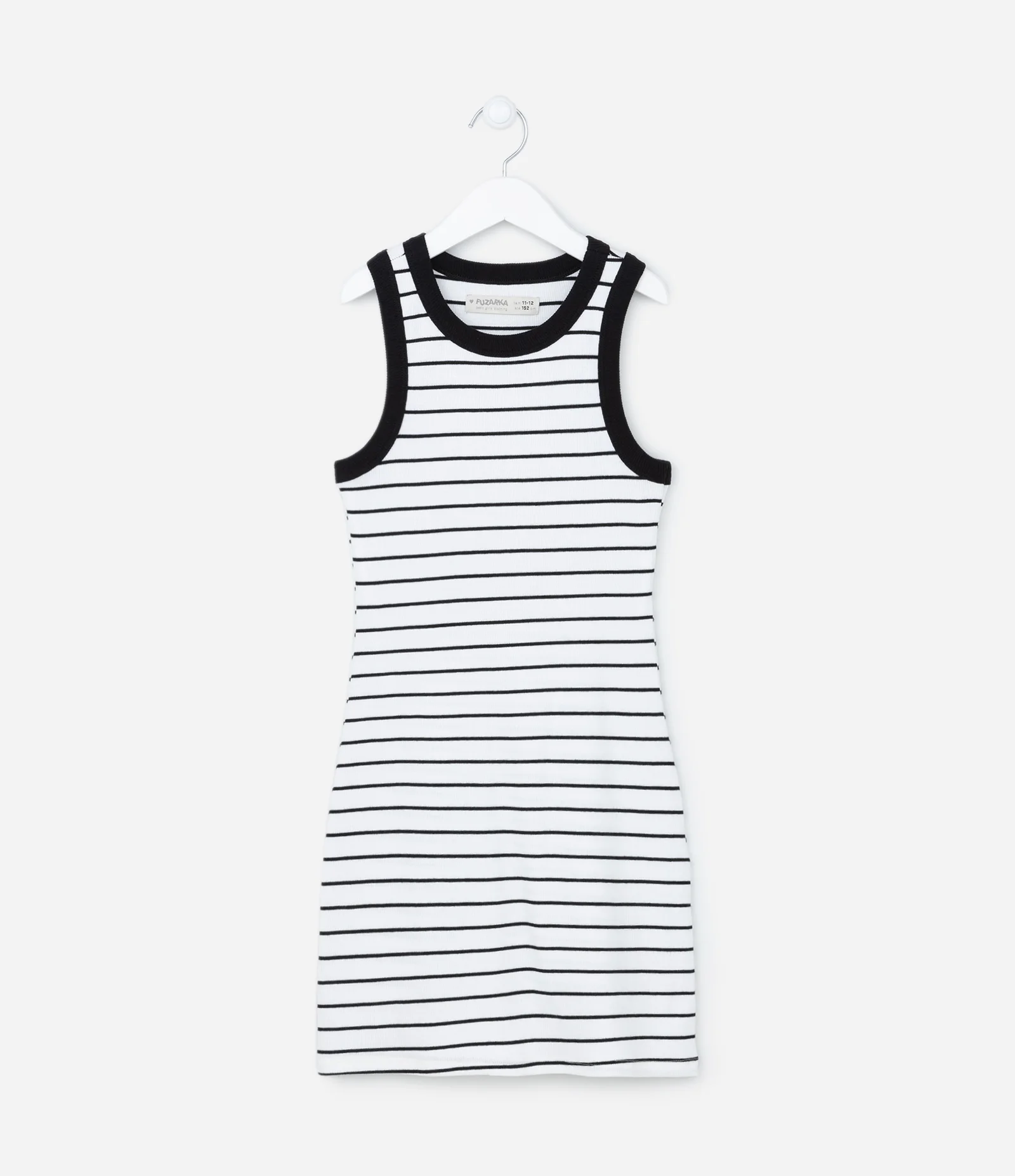 Vestido Canelado Infantil com Cava Americana - Tam 5 a 14 anos Branco 1