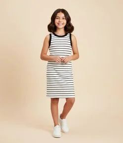 Vestido Canelado Infantil com Cava Americana - Tam 5 a 14 anos