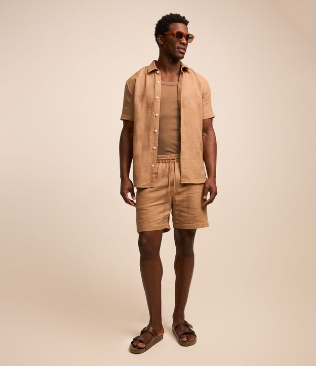 Camisa em Algodão com Textura em Patchwork