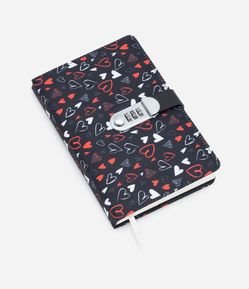 Caderno com Estampa de Corações e Segredo com Código
