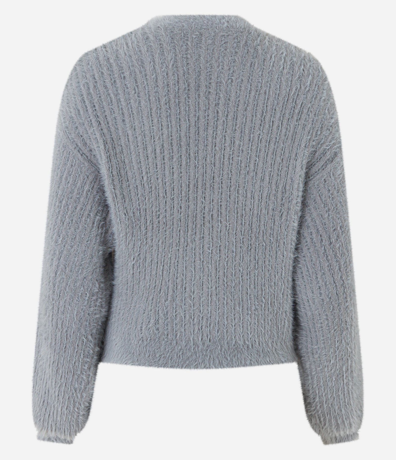 Cardigan Curto em Tricô com Pelinhos Cinza 7