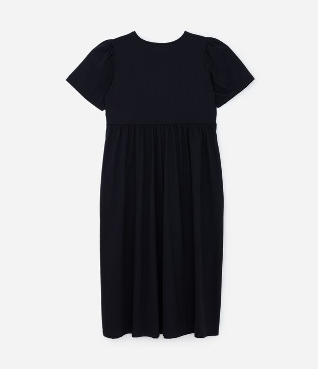 Vestido Midi em Algodão com Maga Bufante Curve & Plus Size Preto 6