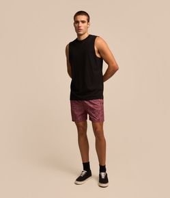 Bermuda com Estampa Étnica Asteca e Cós Elástico