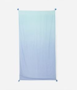Canga de Praia em Chiffon Degradê Listrado com Franjas