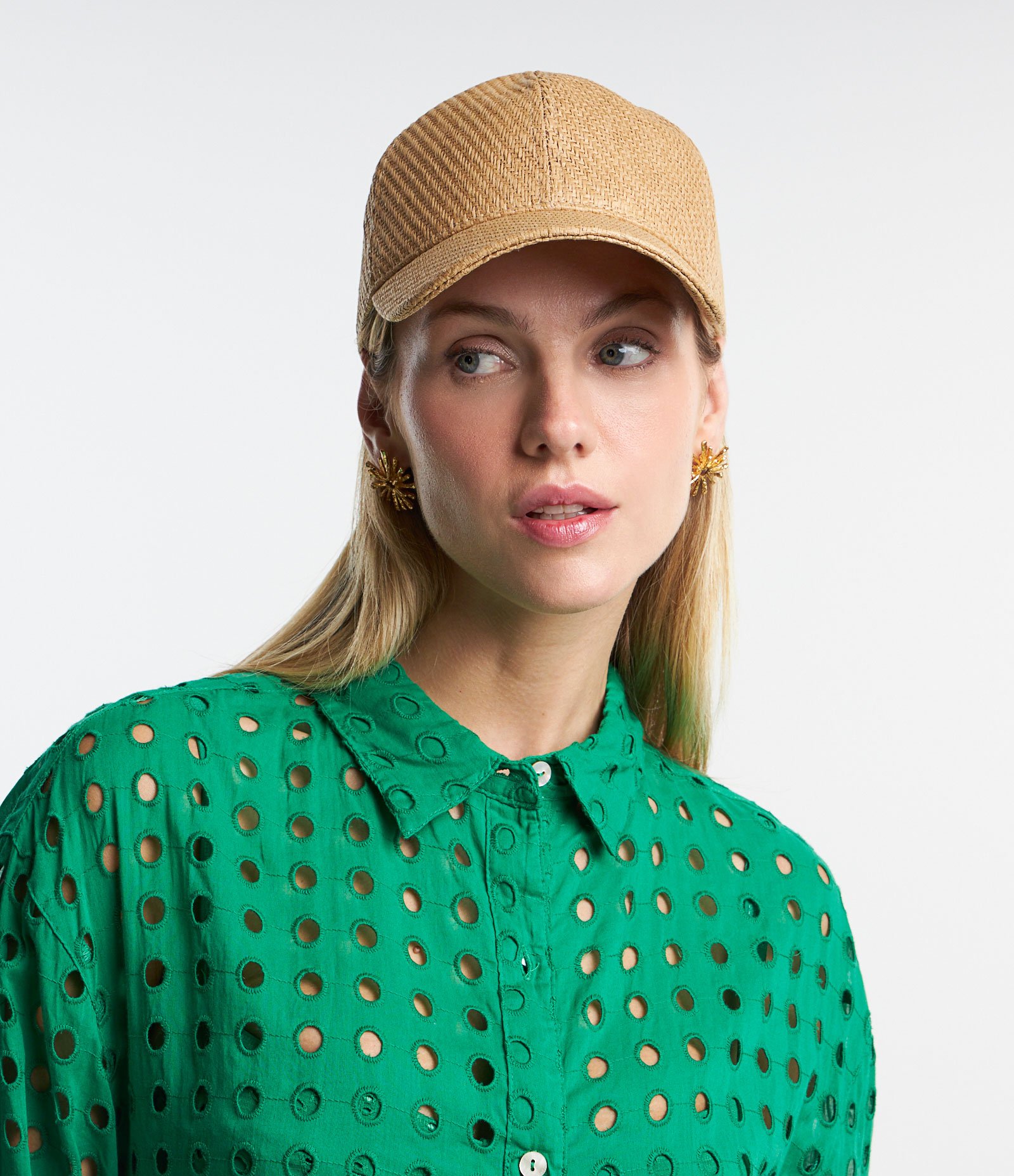 Boné de Praia em Palha com Velcro Bege 1