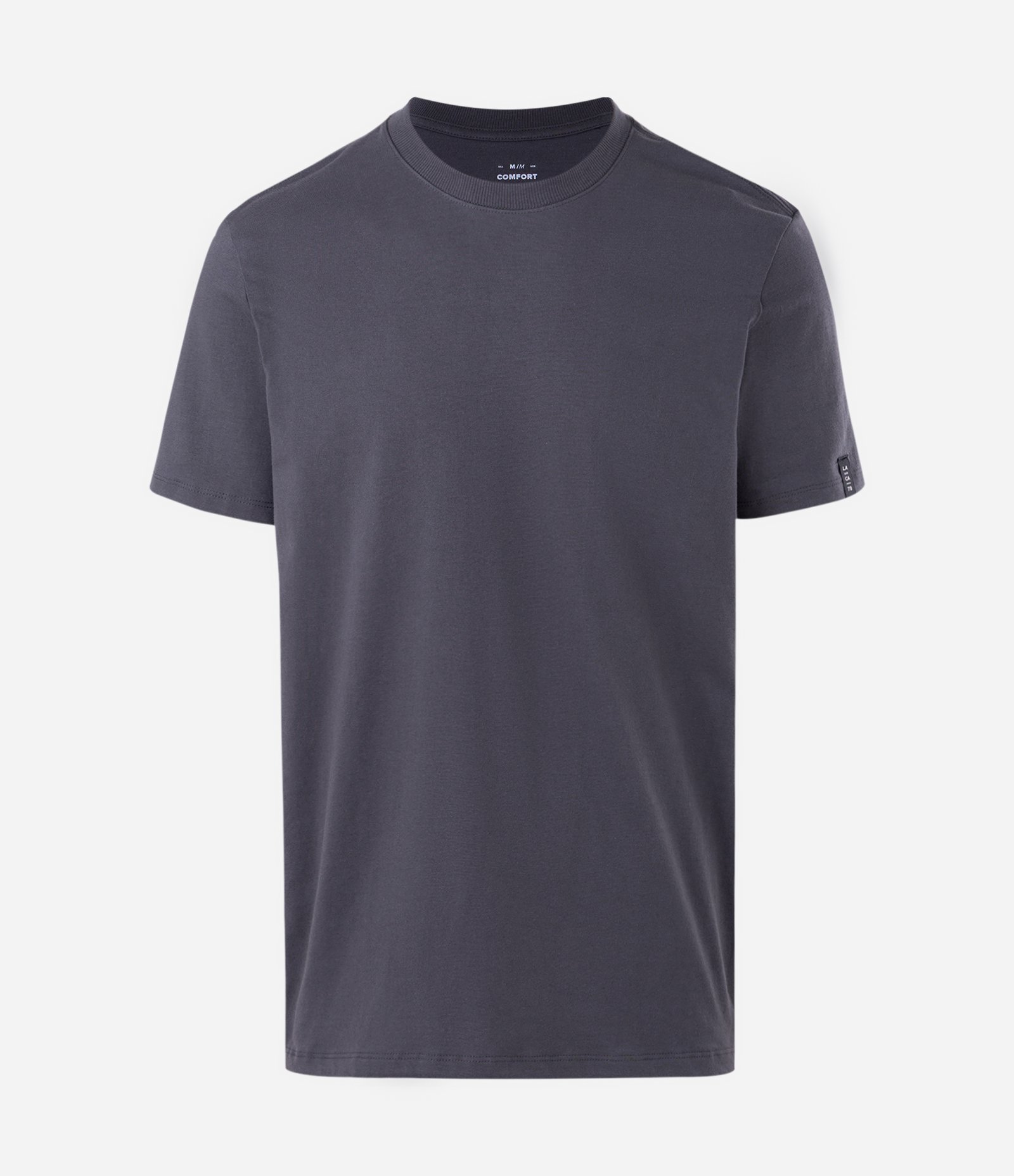 Camiseta Comfort Básica em Malhão com Etiqueta na Manga Cinza Escuro 4