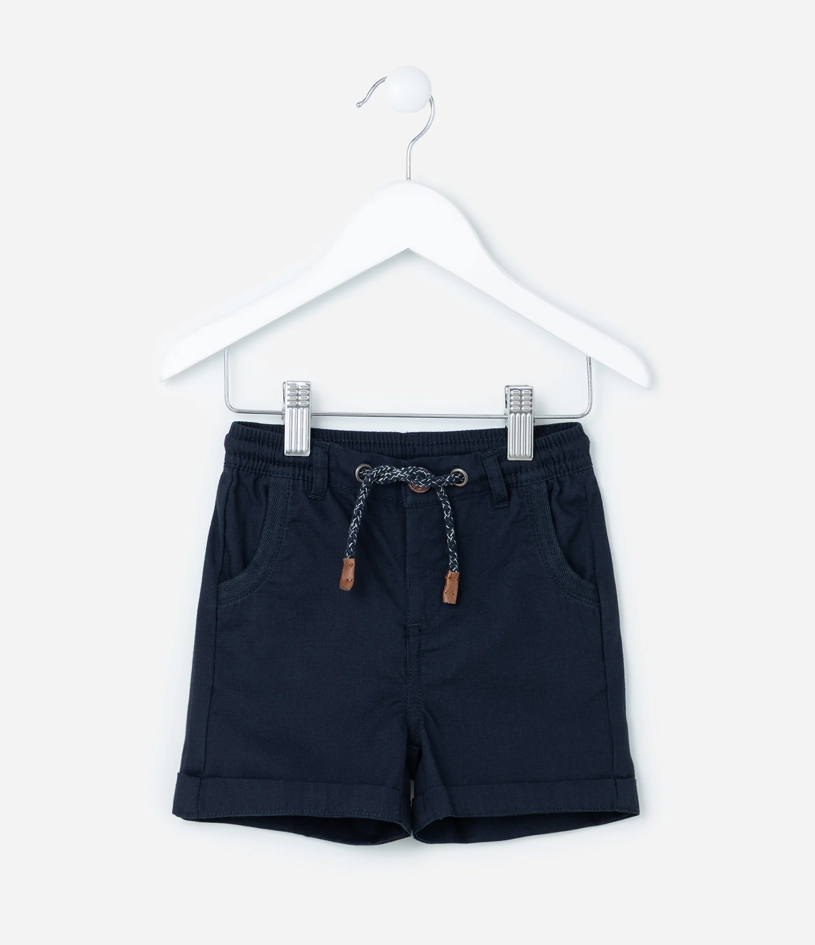 Bermuda Básica Infantil em Sarja com Cordão Bicolor - Tam 0 a 18 meses Azul 1