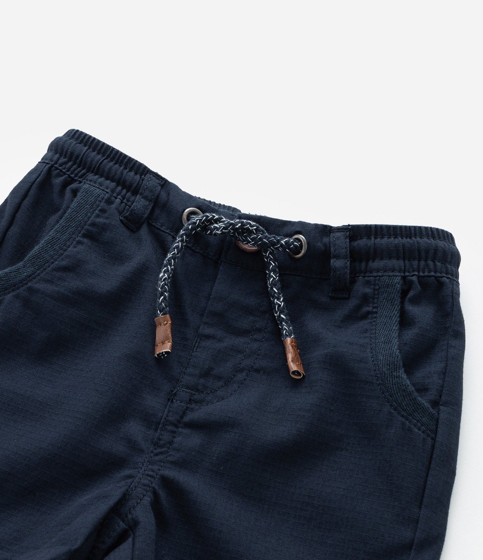 Bermuda Básica Infantil em Sarja com Cordão Bicolor - Tam 0 a 18 meses Azul 6