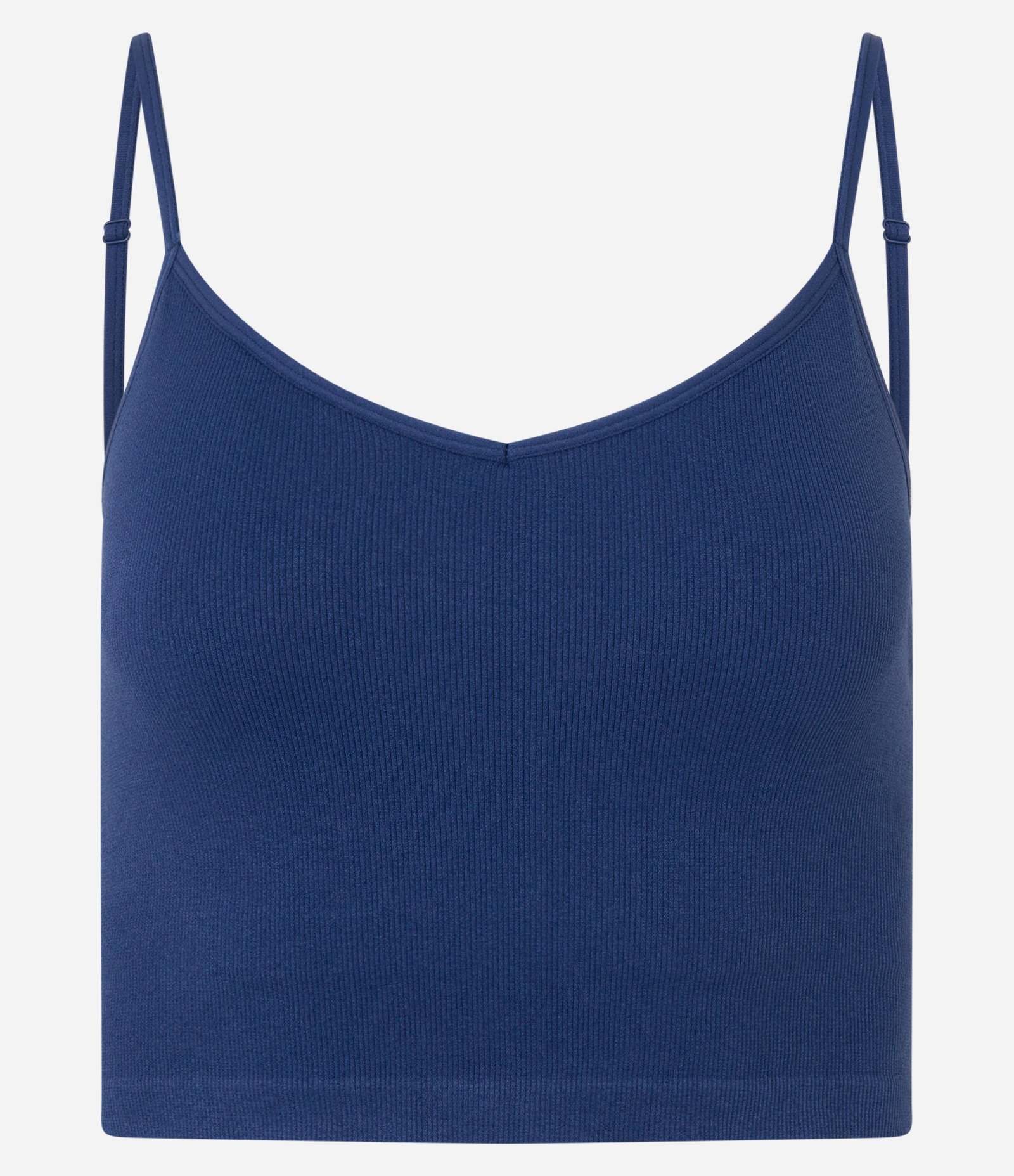Top Esportivo sem Costura com Textura Canelada Azul Escuro 6