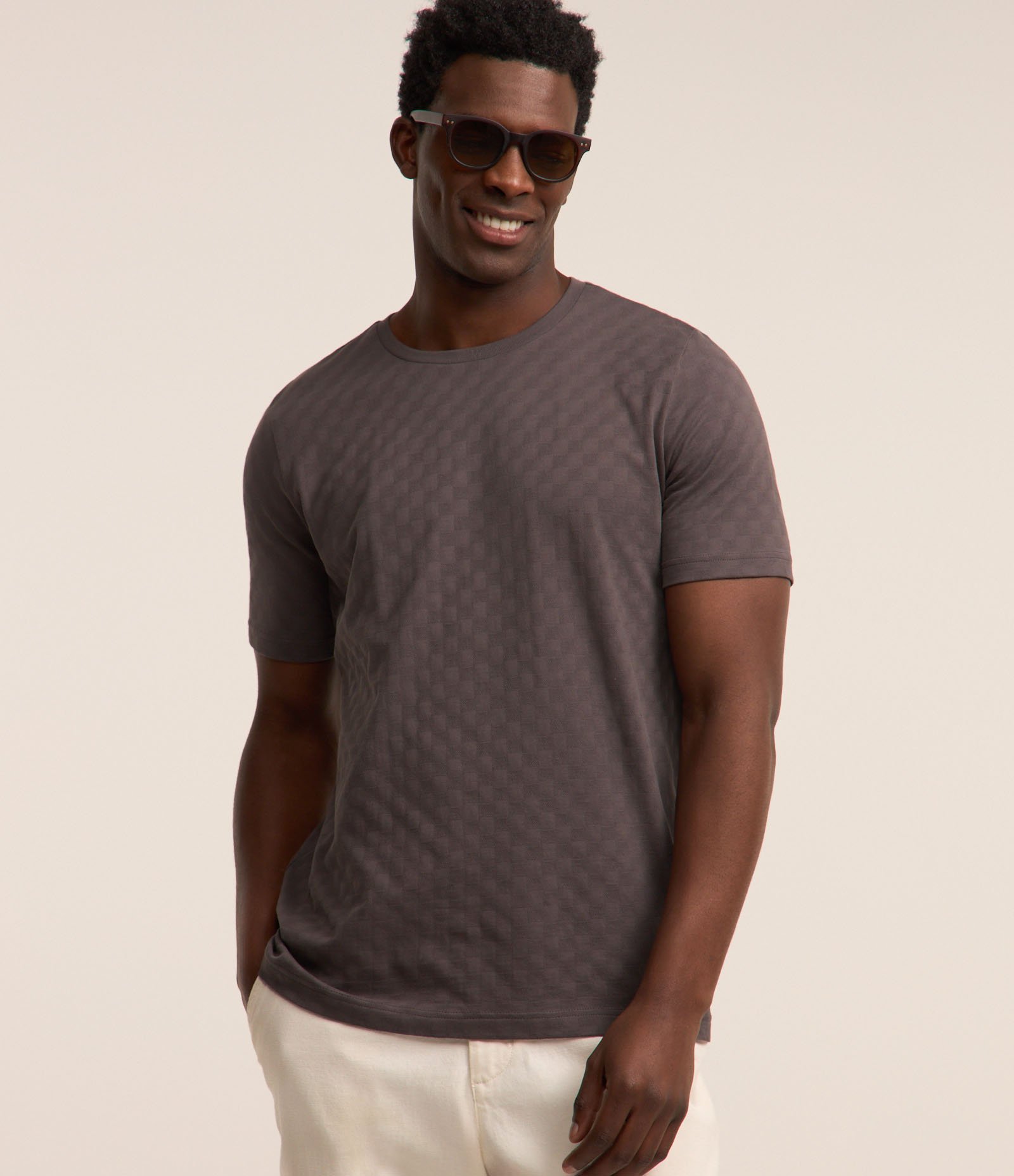 Camiseta em Algodão com Textura Cinza 1