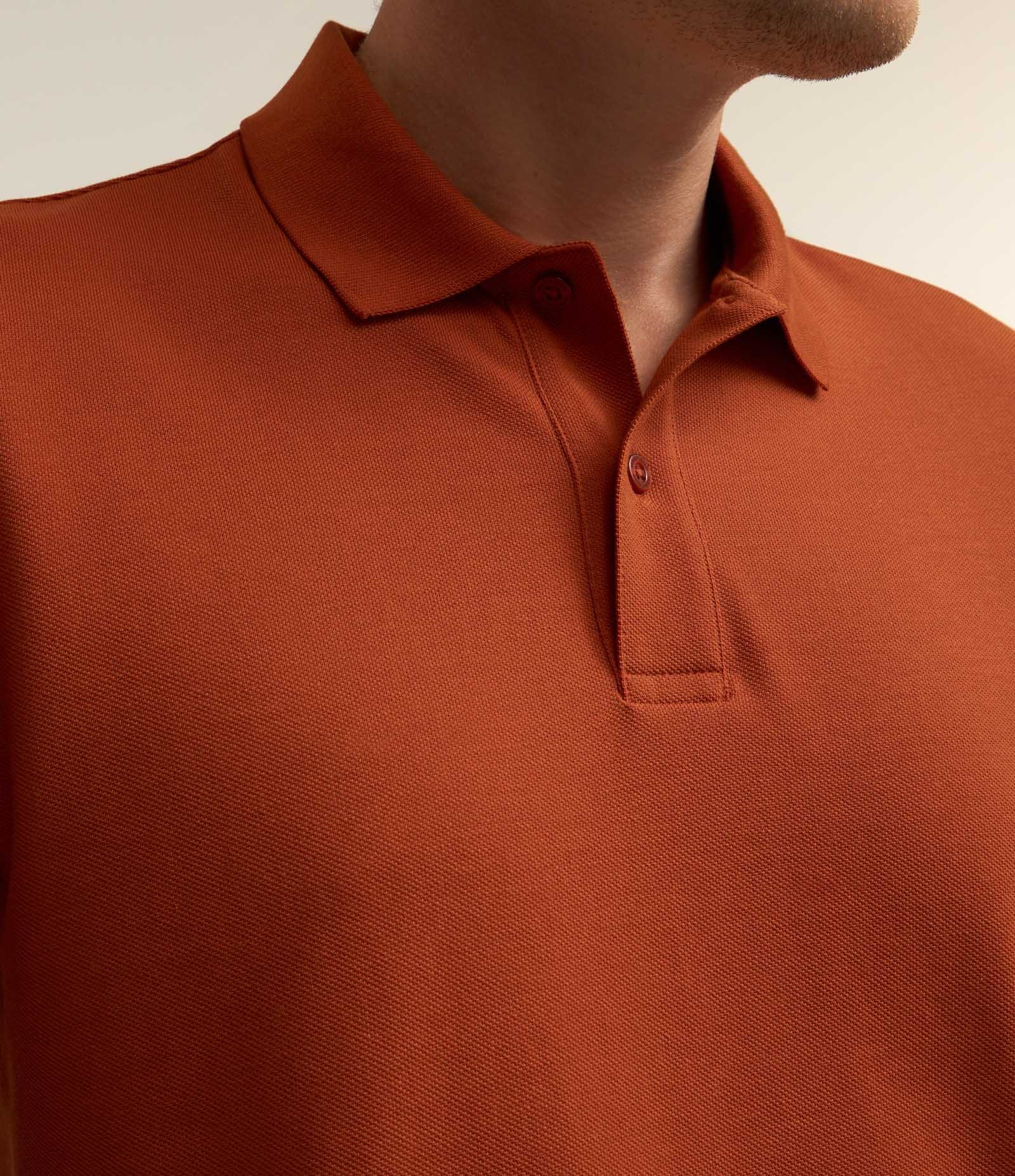 Camisa Polo Comfort em Algodão Peruano Laranja 2