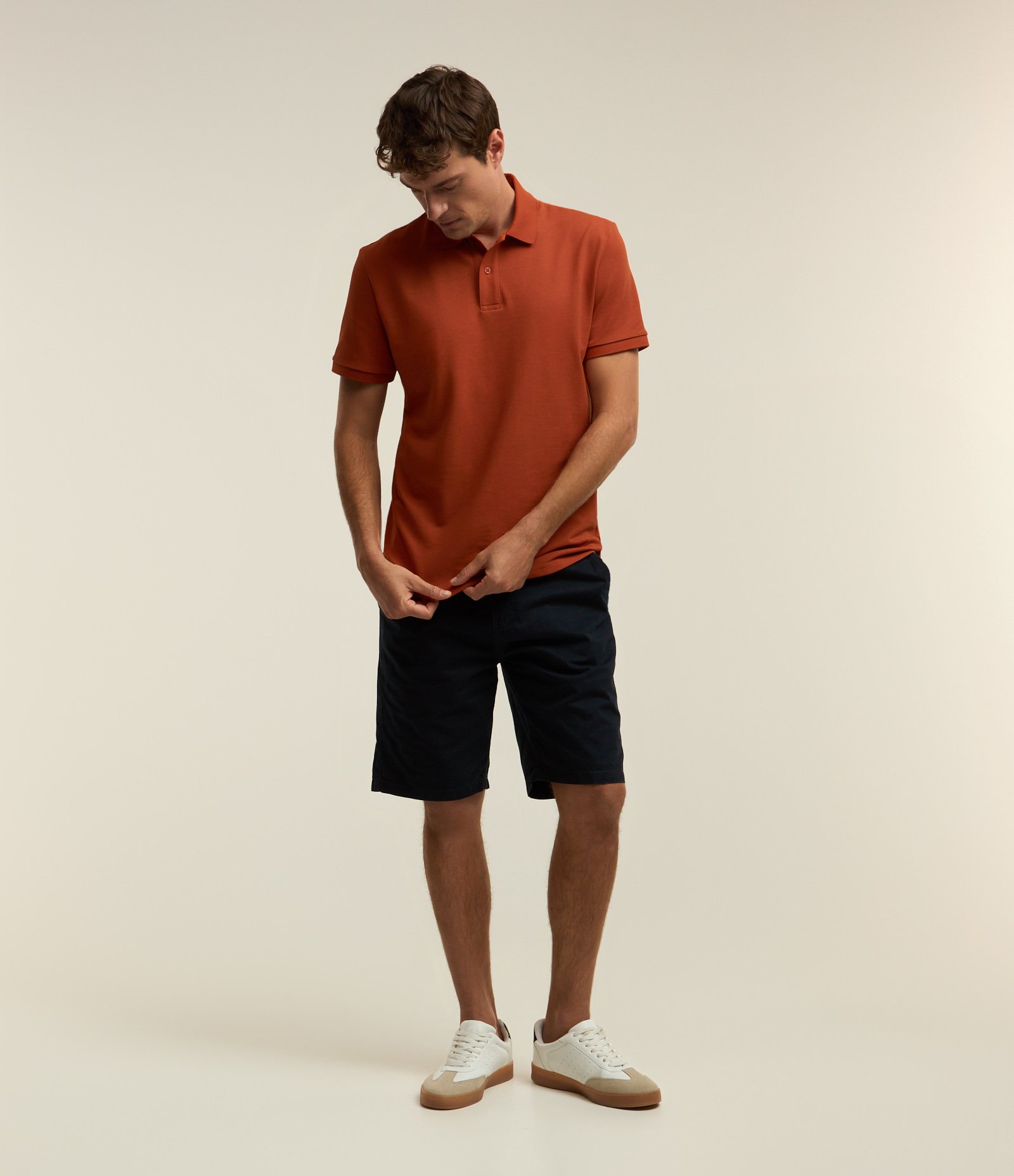 Camisa Polo Comfort em Algodão Peruano Laranja 3