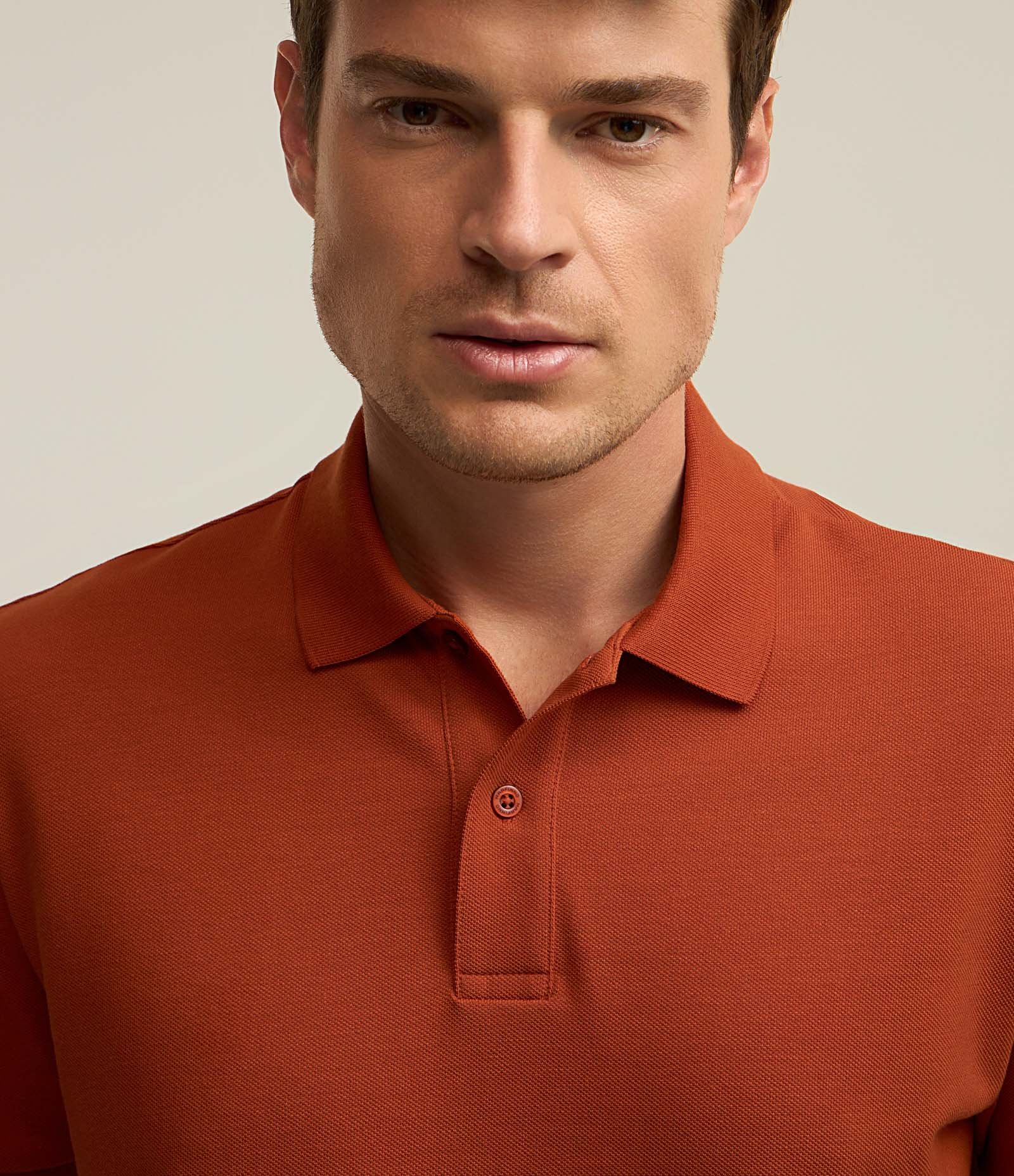 Camisa Polo Comfort em Algodão Peruano Laranja 4