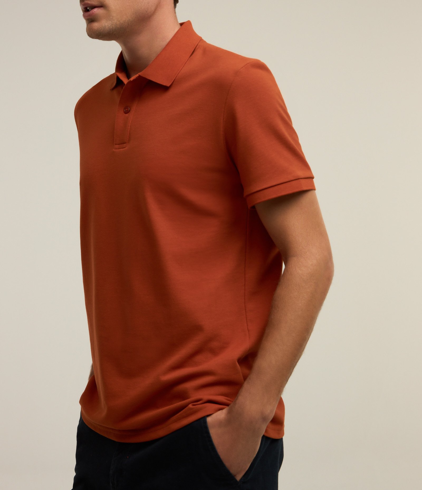 Camisa Polo Comfort em Algodão Peruano Laranja 5
