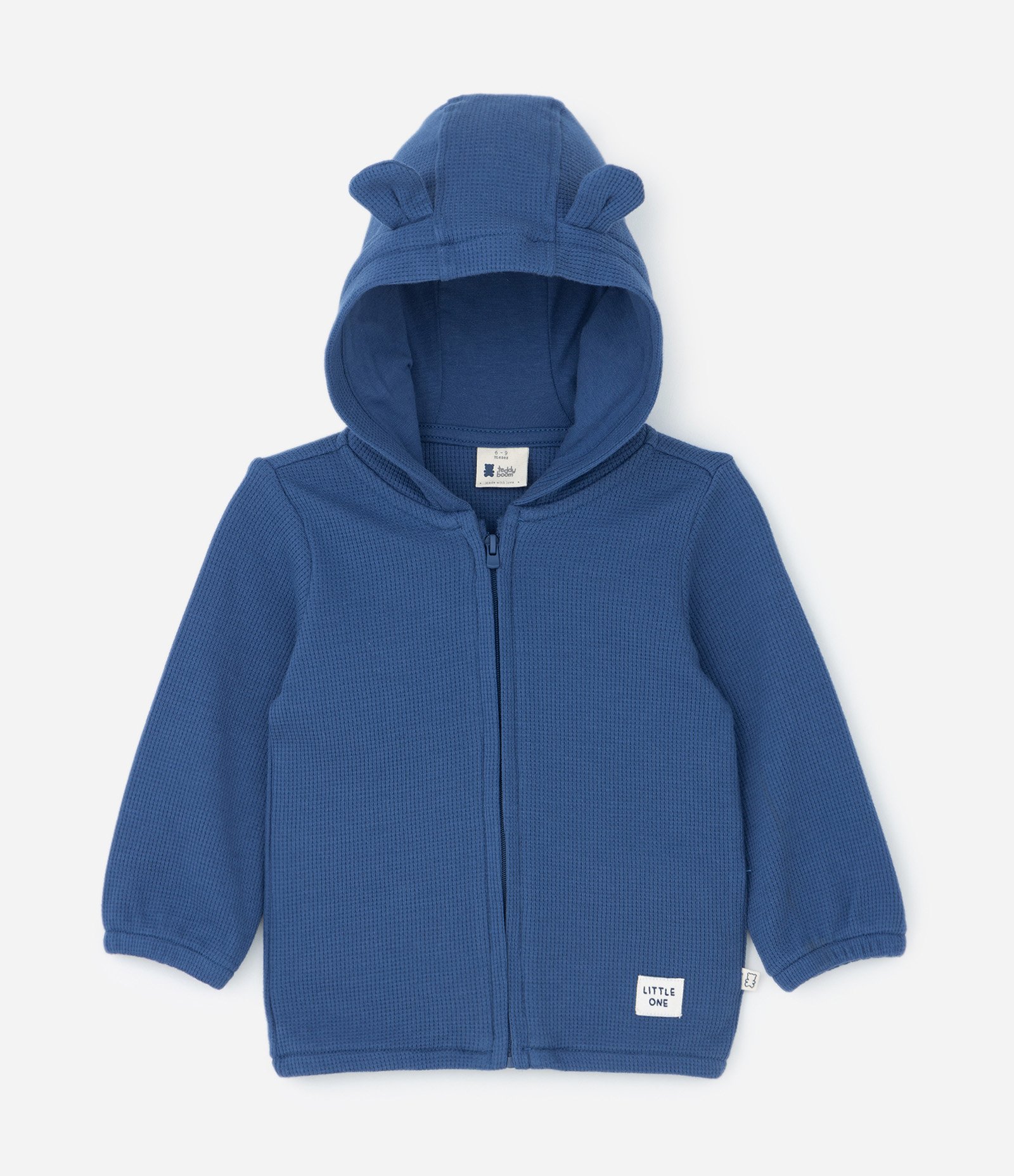 Jaqueta Infantil Texturizada com Capuz e Orelhinhas - Tam 0 a 18 meses Azul 1