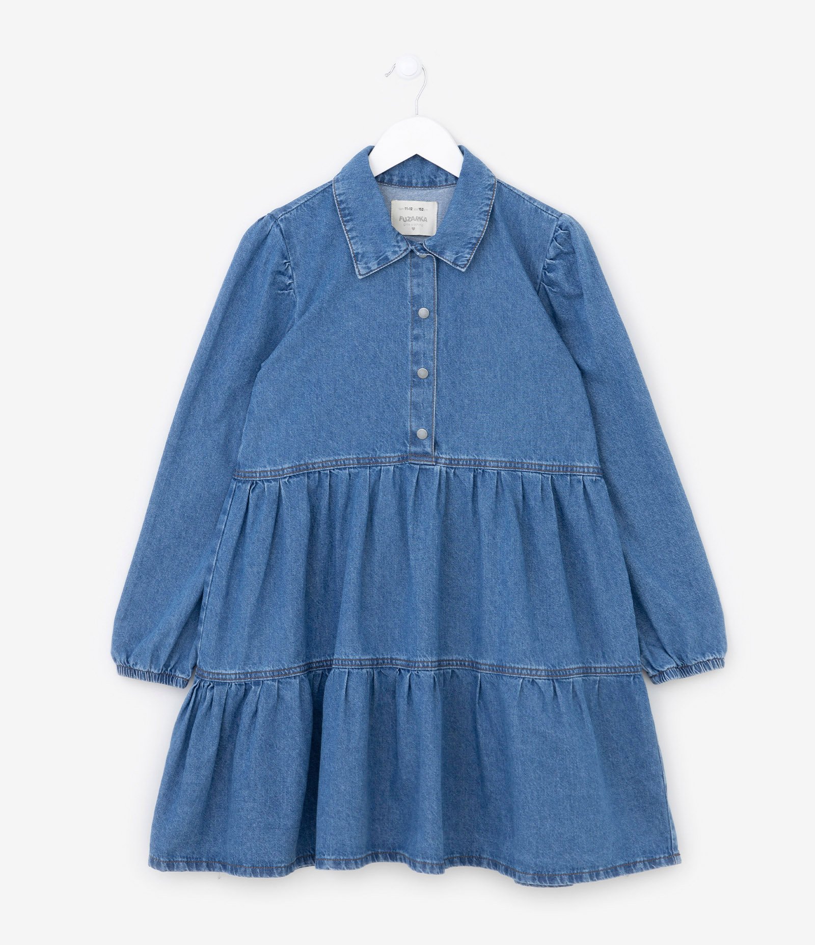 Vestido Marias Infantil em Jeans com Botões - Tam 5 A 14 Anos Azul 1