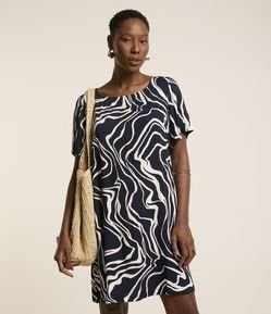 Vestido em Viscose com Estampa Abstrata