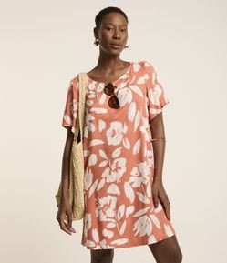 Vestido T-shirt em Viscose Estampa Maxi Floral