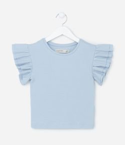 Blusa Infantil Canelada com Babado na Manga - Tam 5 A 14 Anos