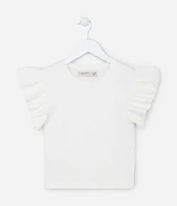 Blusa Infantil Canelada com Babado na Manga - Tam 5 A 14 Anos