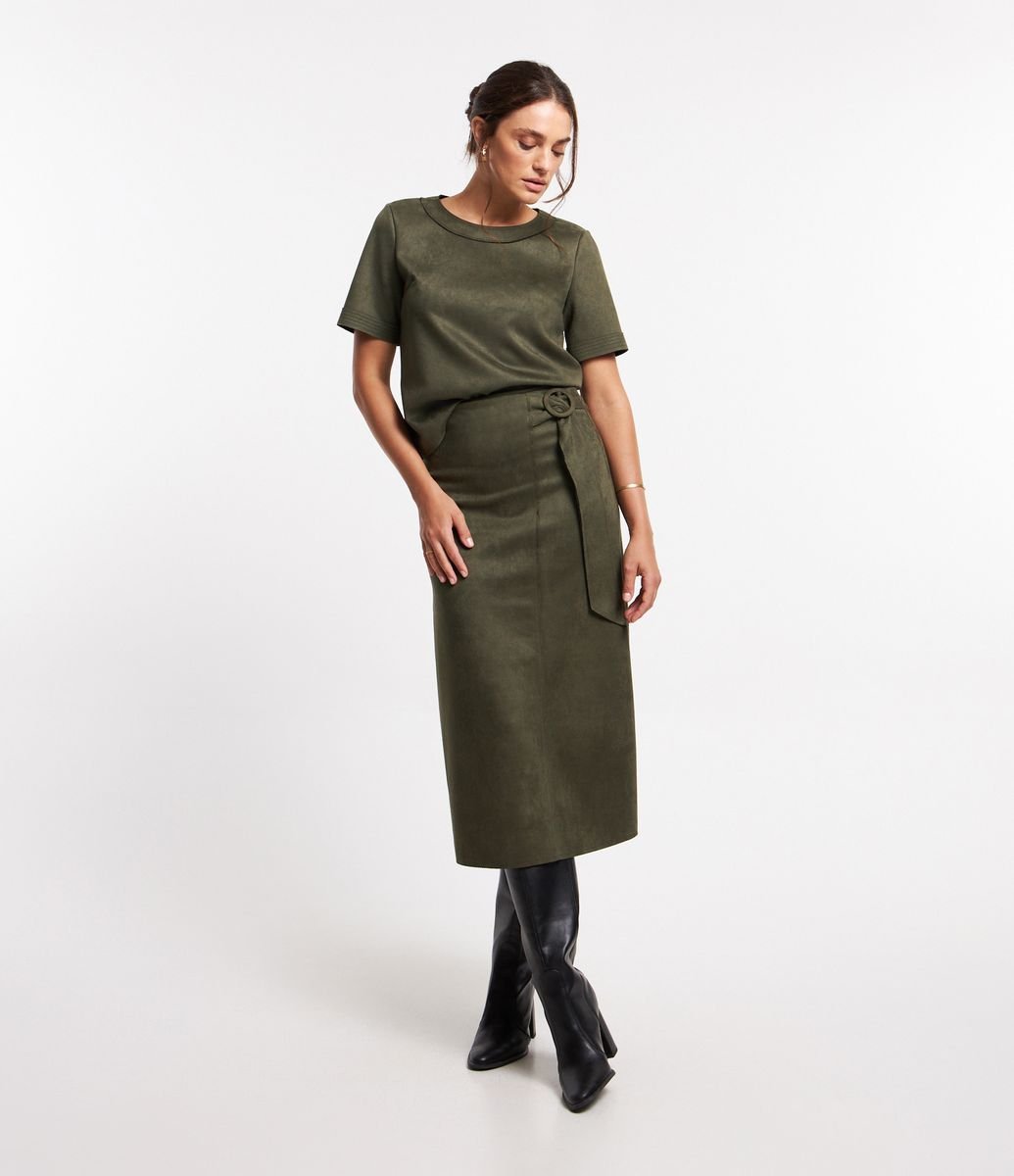 Saia Suede Saia Midi Verde Militar Renner Moda Evangelica Saia