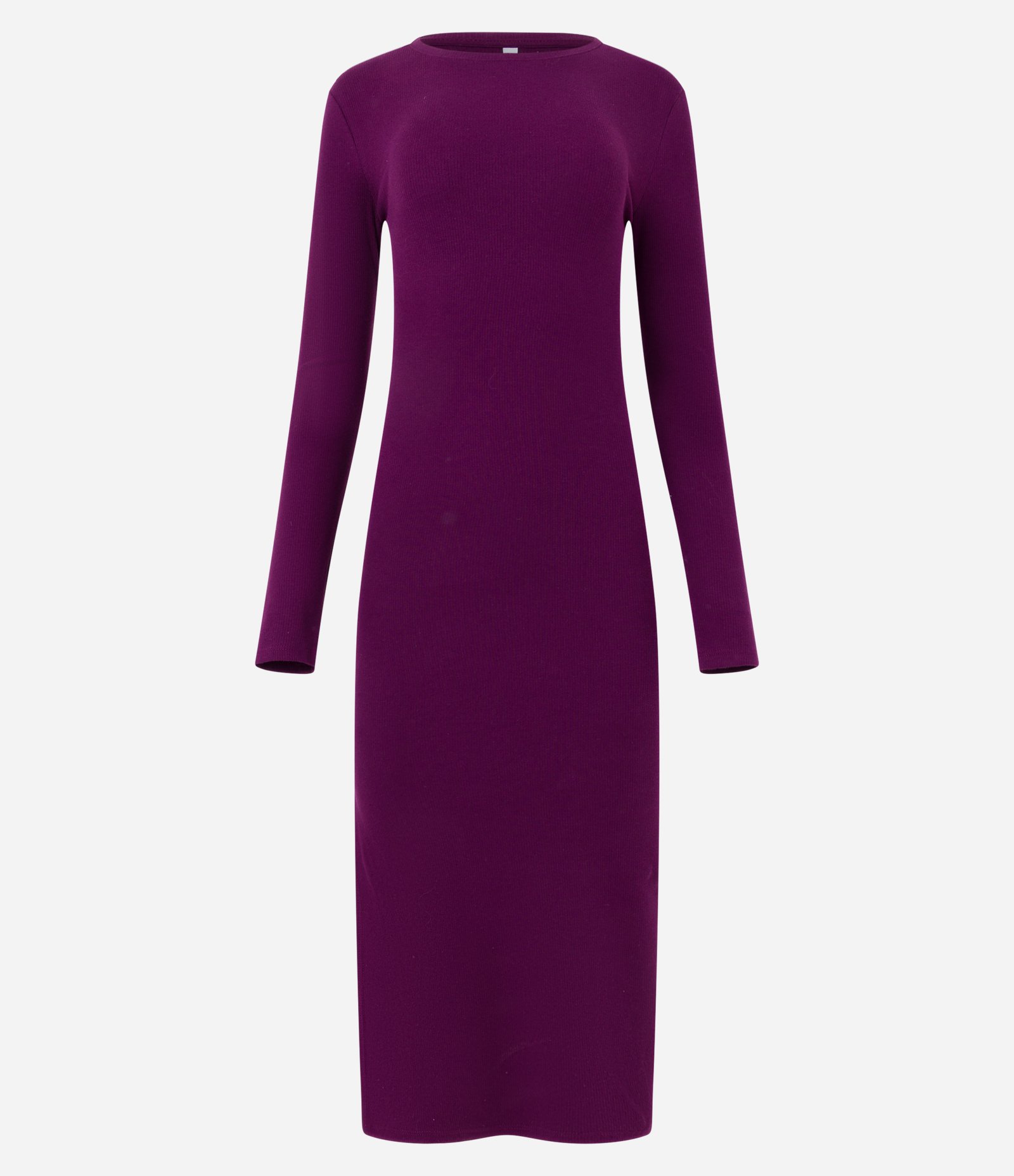 Vestido Midi Básico em Ribana com Manga Longa e Fenda 5