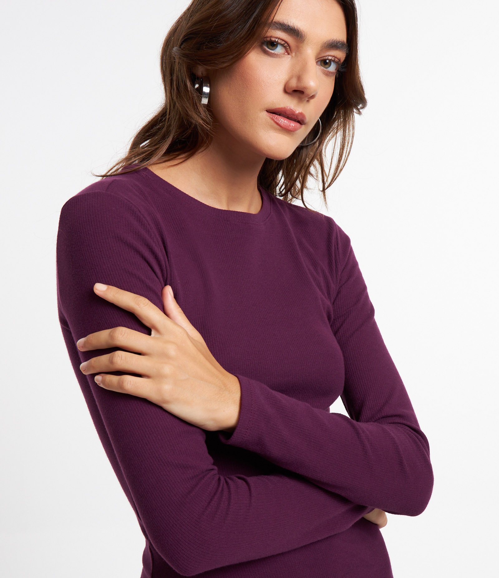 Vestido Midi Básico em Ribana com Manga Longa e Fenda 4