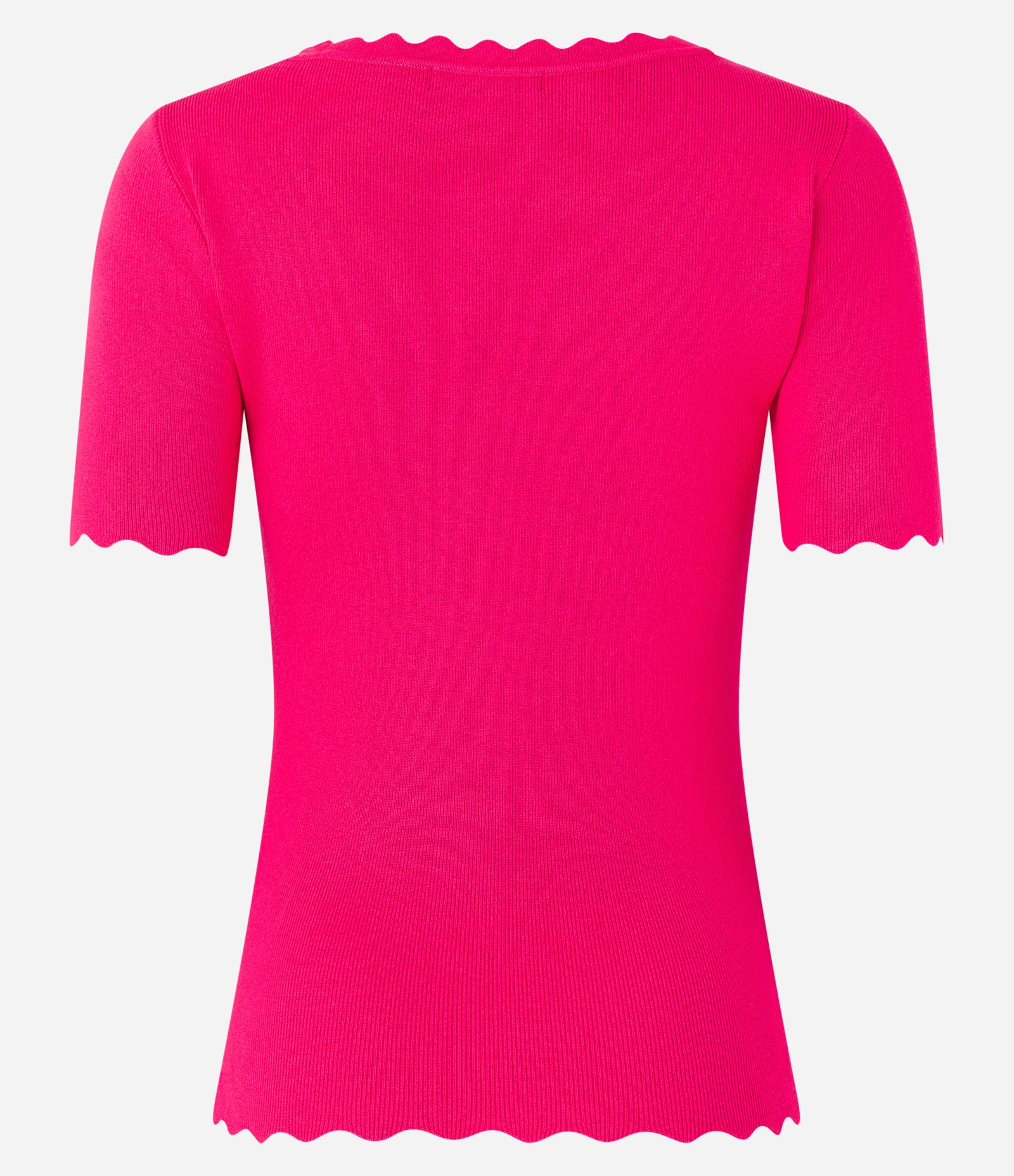 Blusa T-shirt em Tricô com Aplicações e Acabamento Ondulado Rosa 7