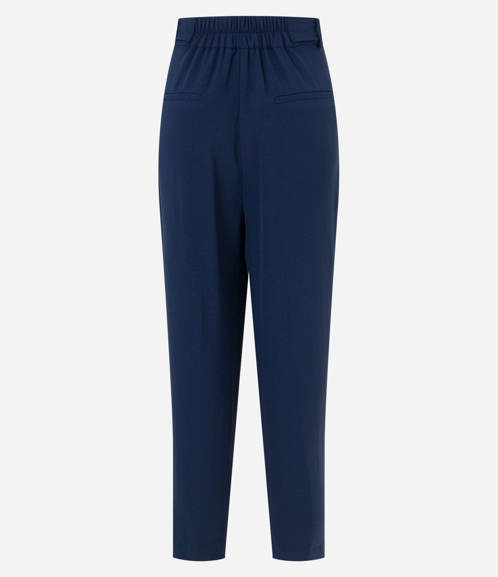 Calça Cenoura em Airflow com Cinto Fivela e Pregas Azul Marinho 5