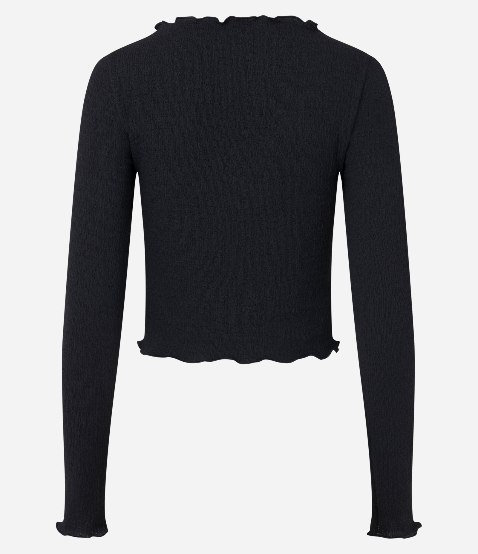Blusa em Algodão Texturizada e Frufru na Barra Preto 7