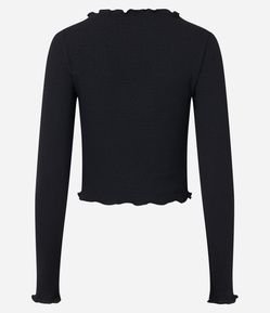 Blusa em Algodão Texturizada e Frufru na Barra