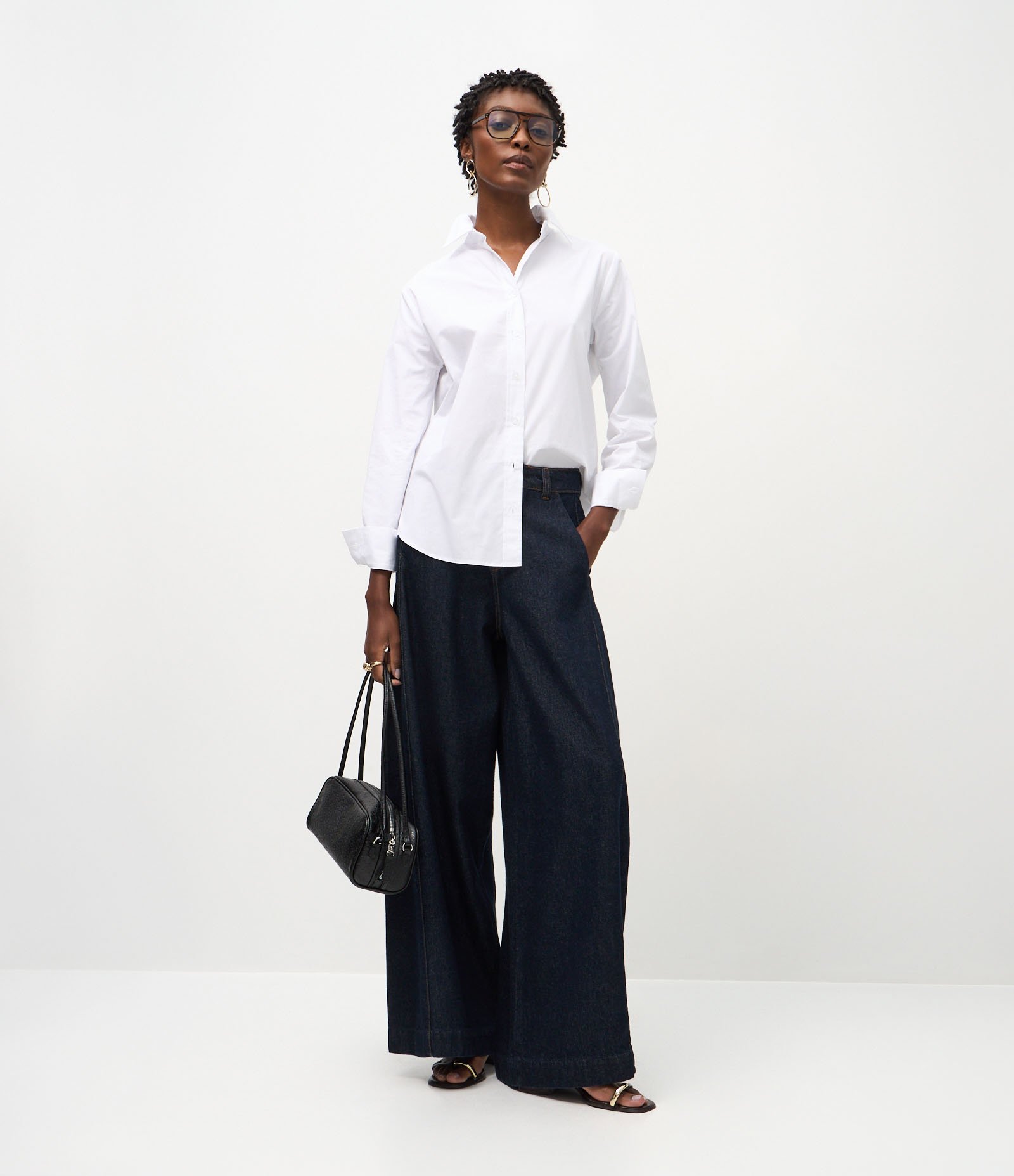 Camisa em Tricoline com Abotoamento e Punho Largo Branco Neve 8