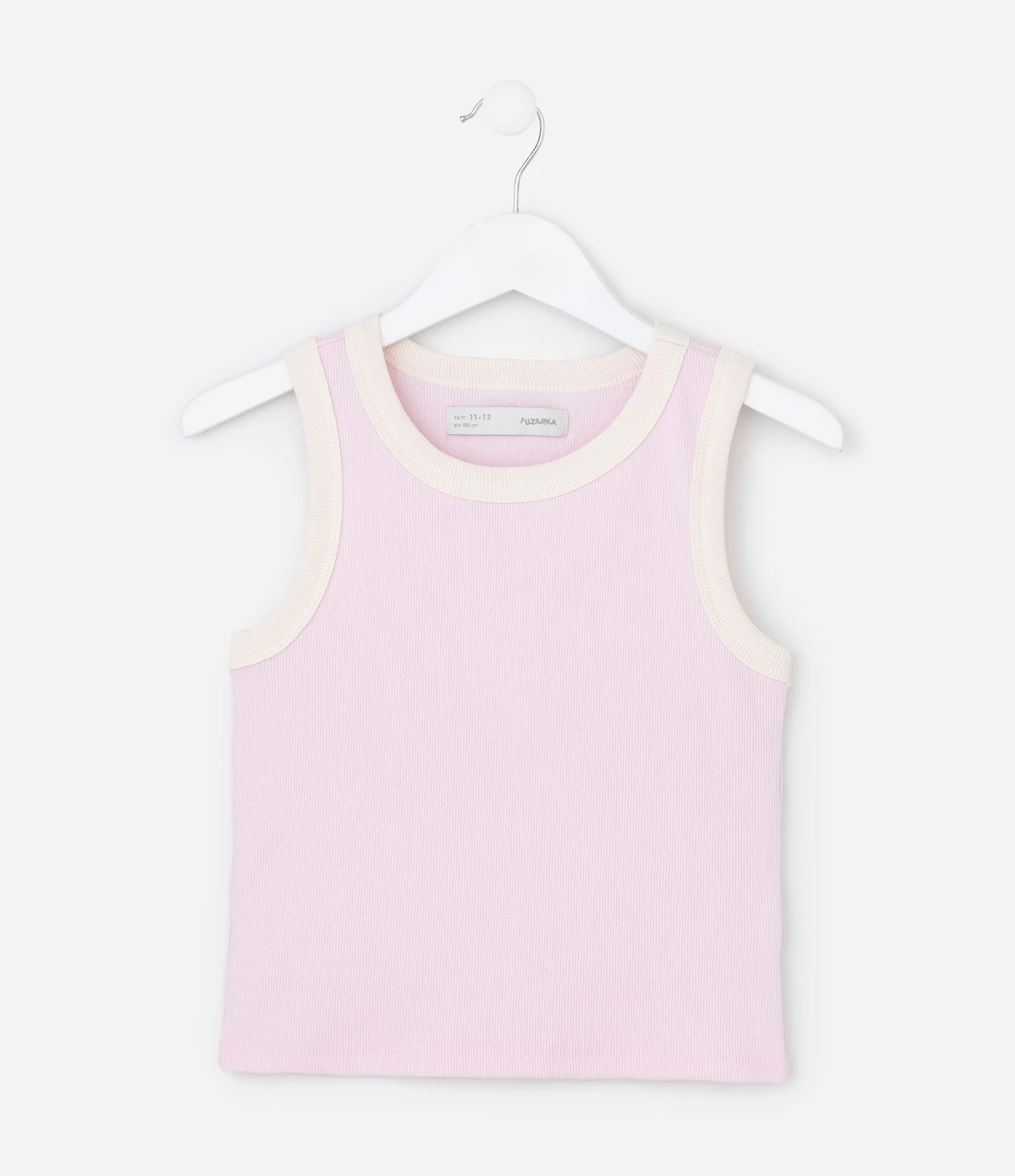 Regata Cropped  Infantil com Viés Contrastante - Tam 5 a 14 anos Rosa 1