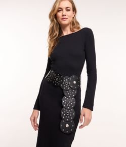 Cinto Largo em Pu com Tachinhas Aplicadas