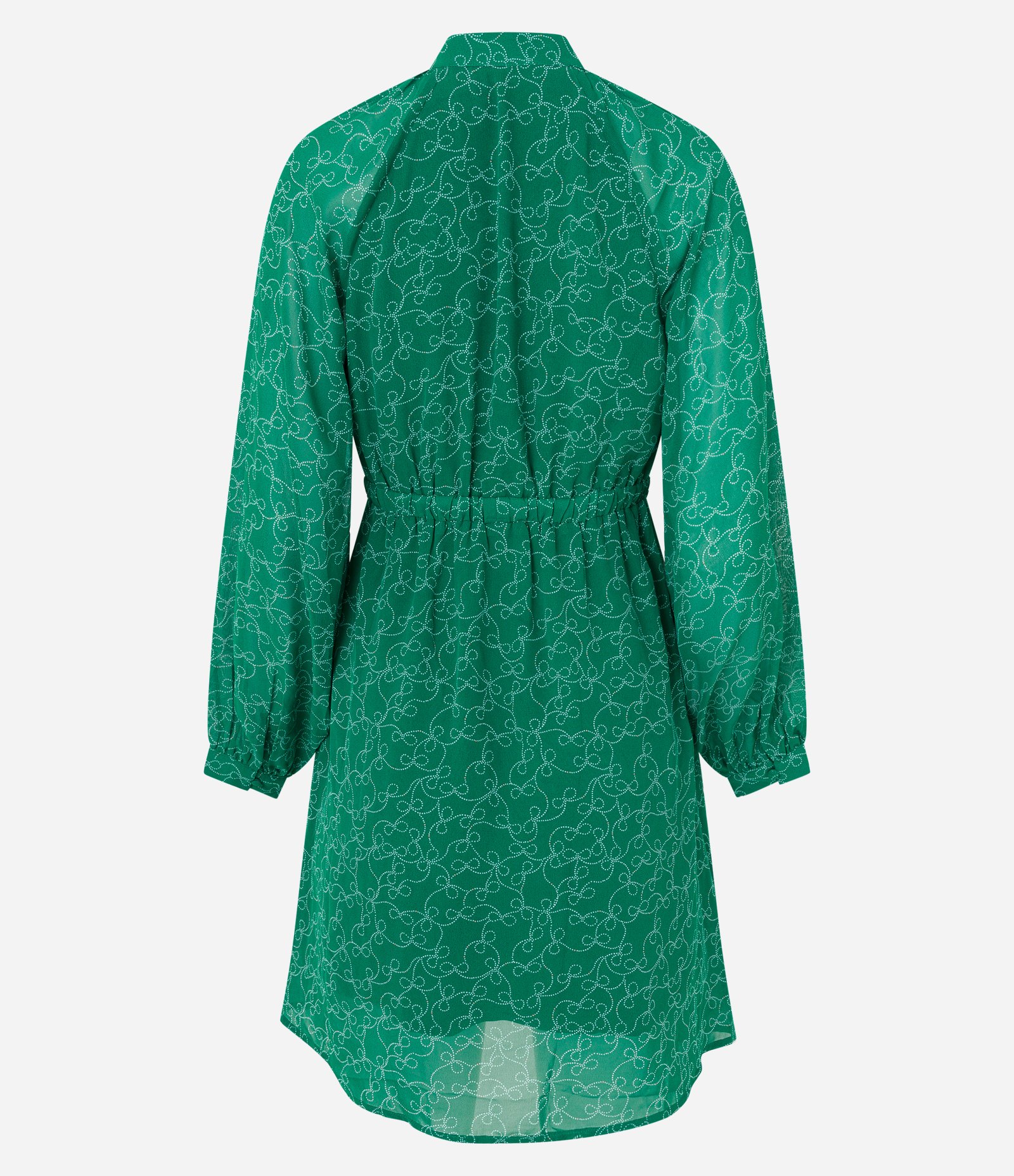 Vestido Curto em Chiffon com Amarração e Estampa Poá Entrelaçado Verde 8