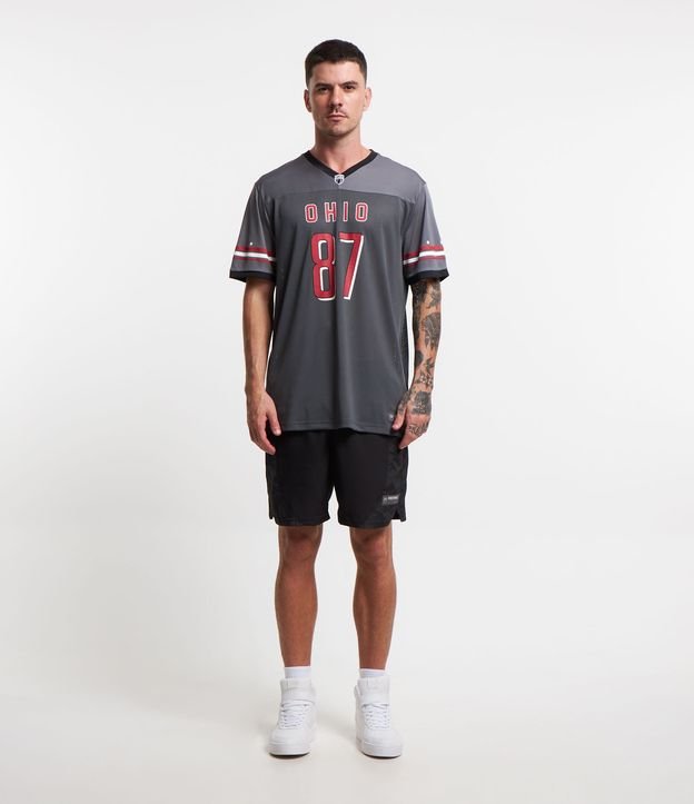 Camiseta Esportiva Dry Fit de Futebol Americano Ohio 87 Cinza 2