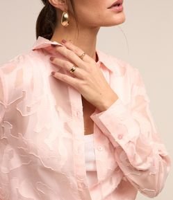 Camisa em Chiffon com Textura Devorê
