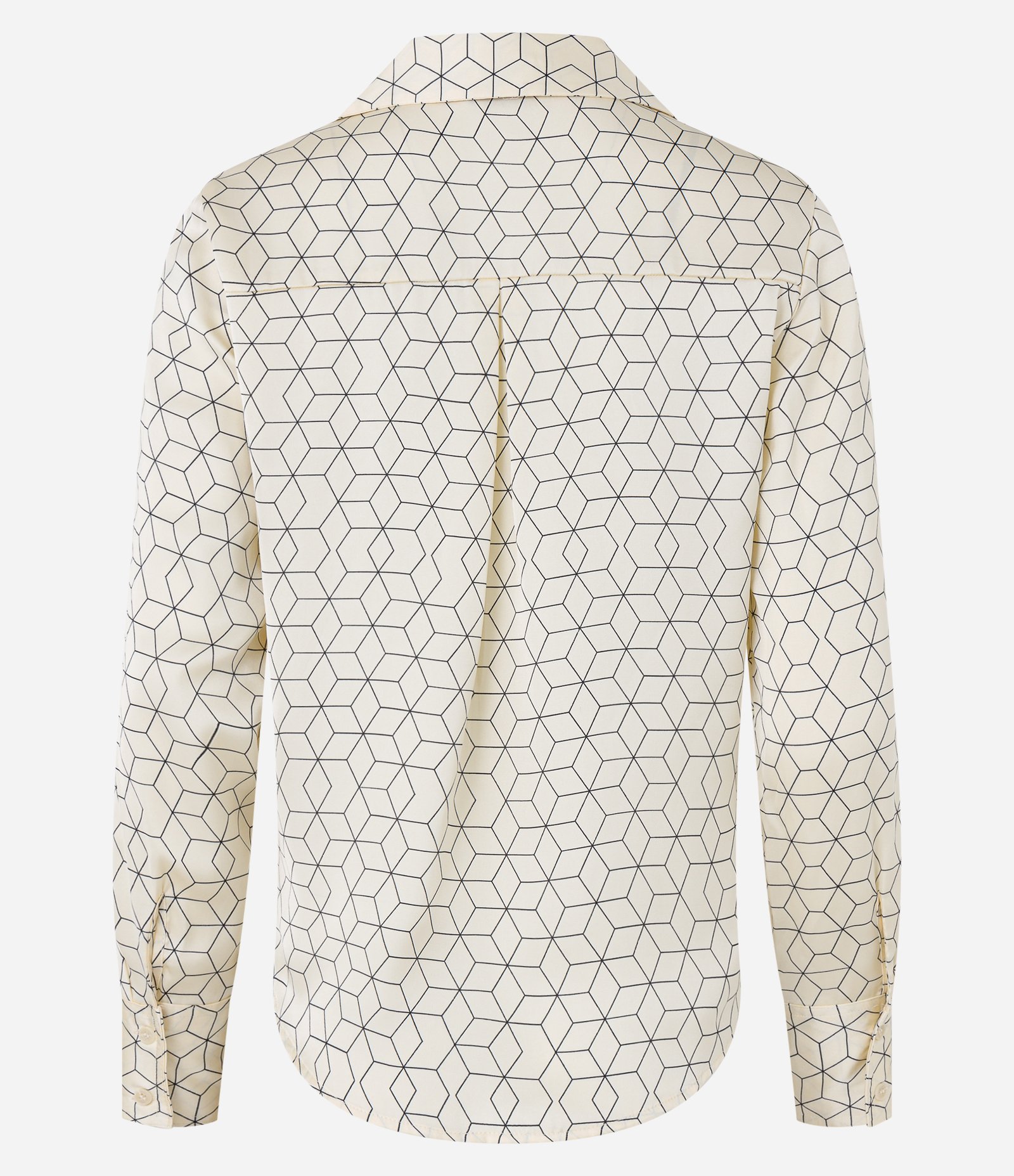 Camisa em Tecido Acetinado com Estampa Geométrica Bege 5