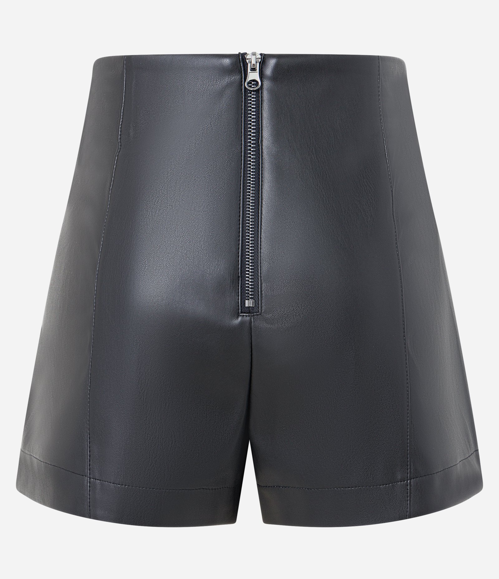 Short Curto em PU com Cintura Média e Lapelas Frontais Preto 6
