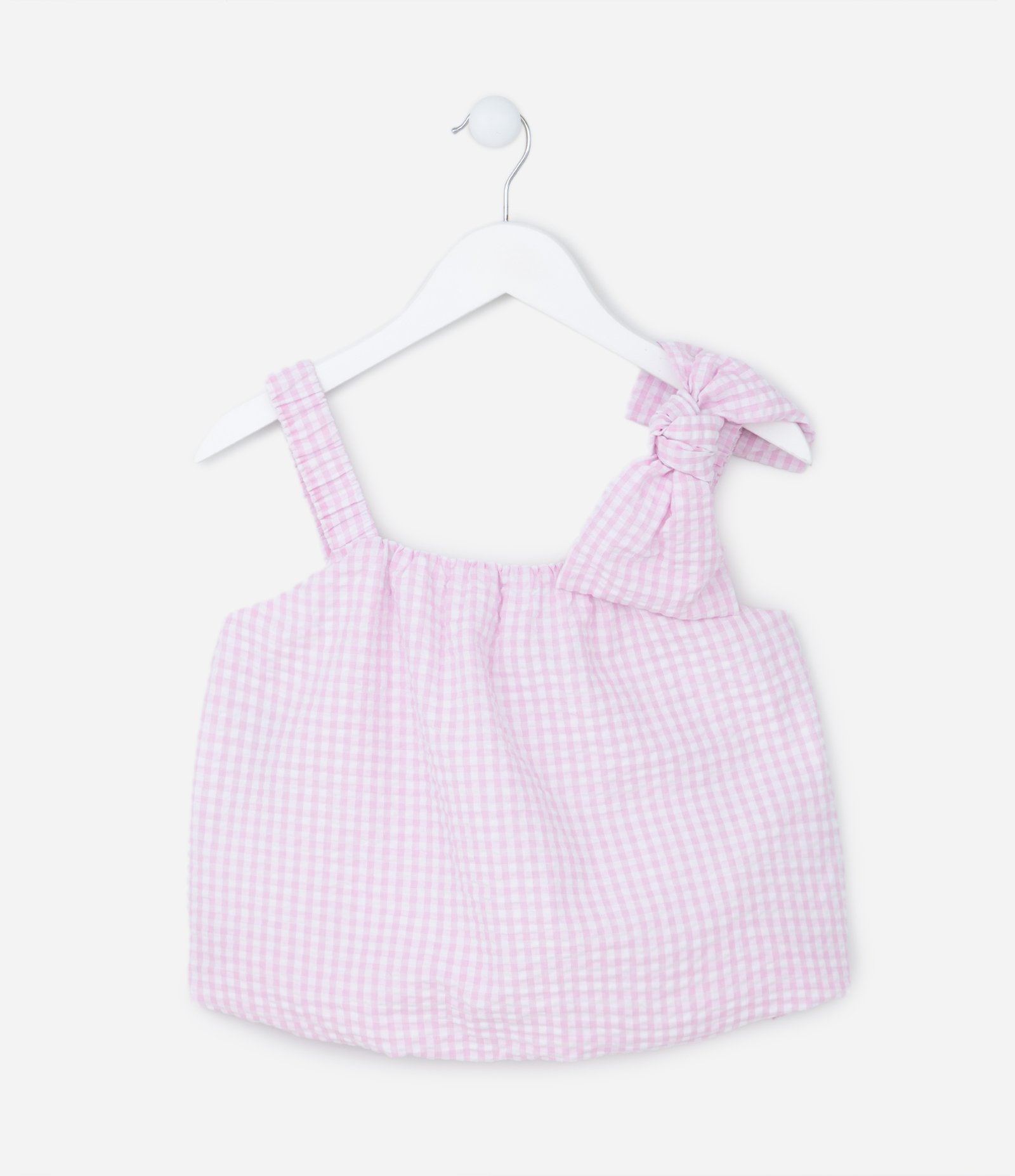 Blusa Balonê Infantil com Laço na Alça - Tam 5 a 14 Anos Rosa 1