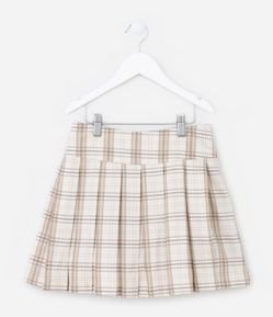 Saia Plissada Infantil com Estampa Xadrez - Tam 5 a 14 Anos