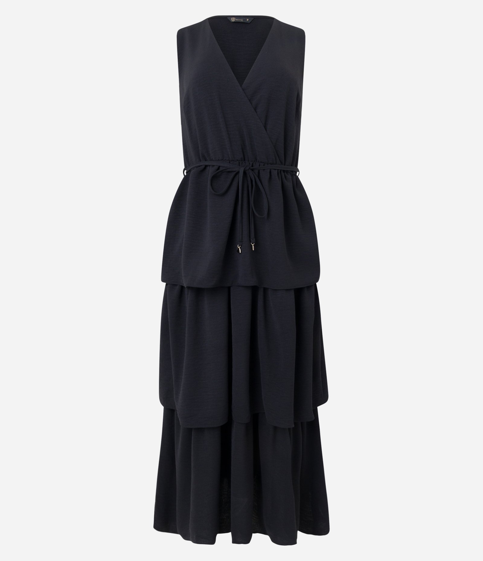 Vestido Midi com Transpasse no Decote e Babados na Saia Preto 5