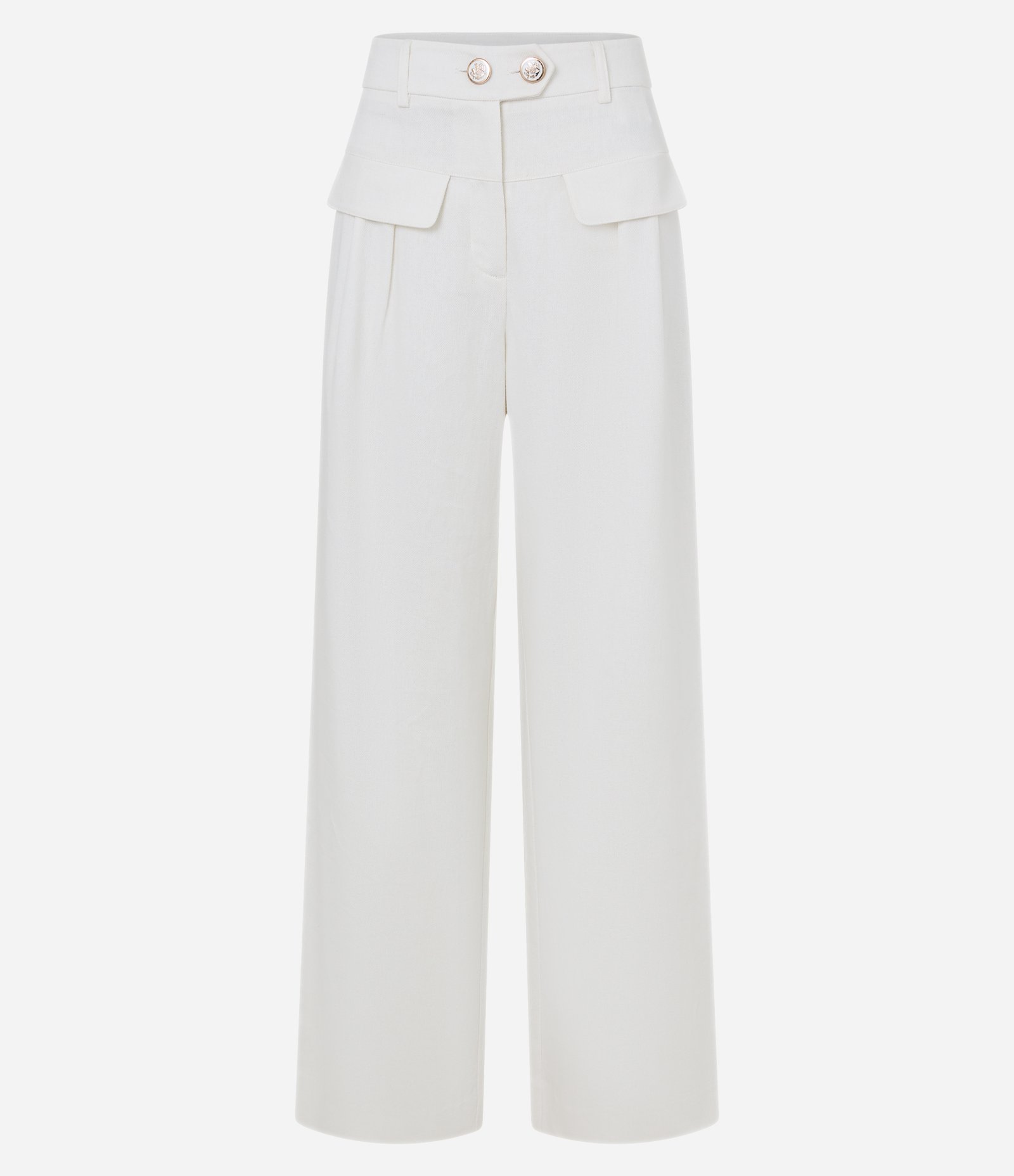 Calça Wide Leg em Alfaiataria com Cós Transpassado e Pala com Lapela Branco 5