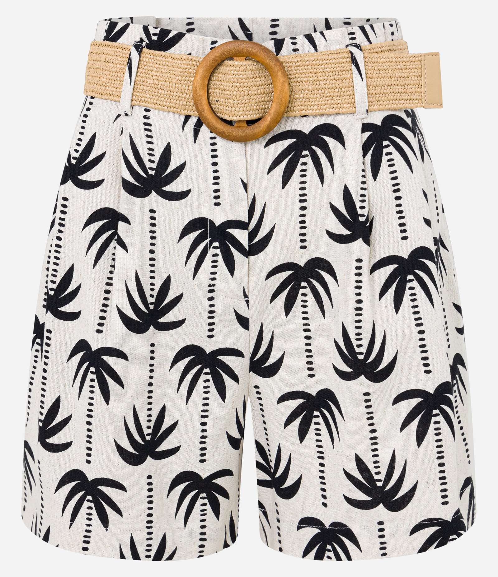 Short Clochard com Cinto de Palha e Coqueiros Estampados Bege 5