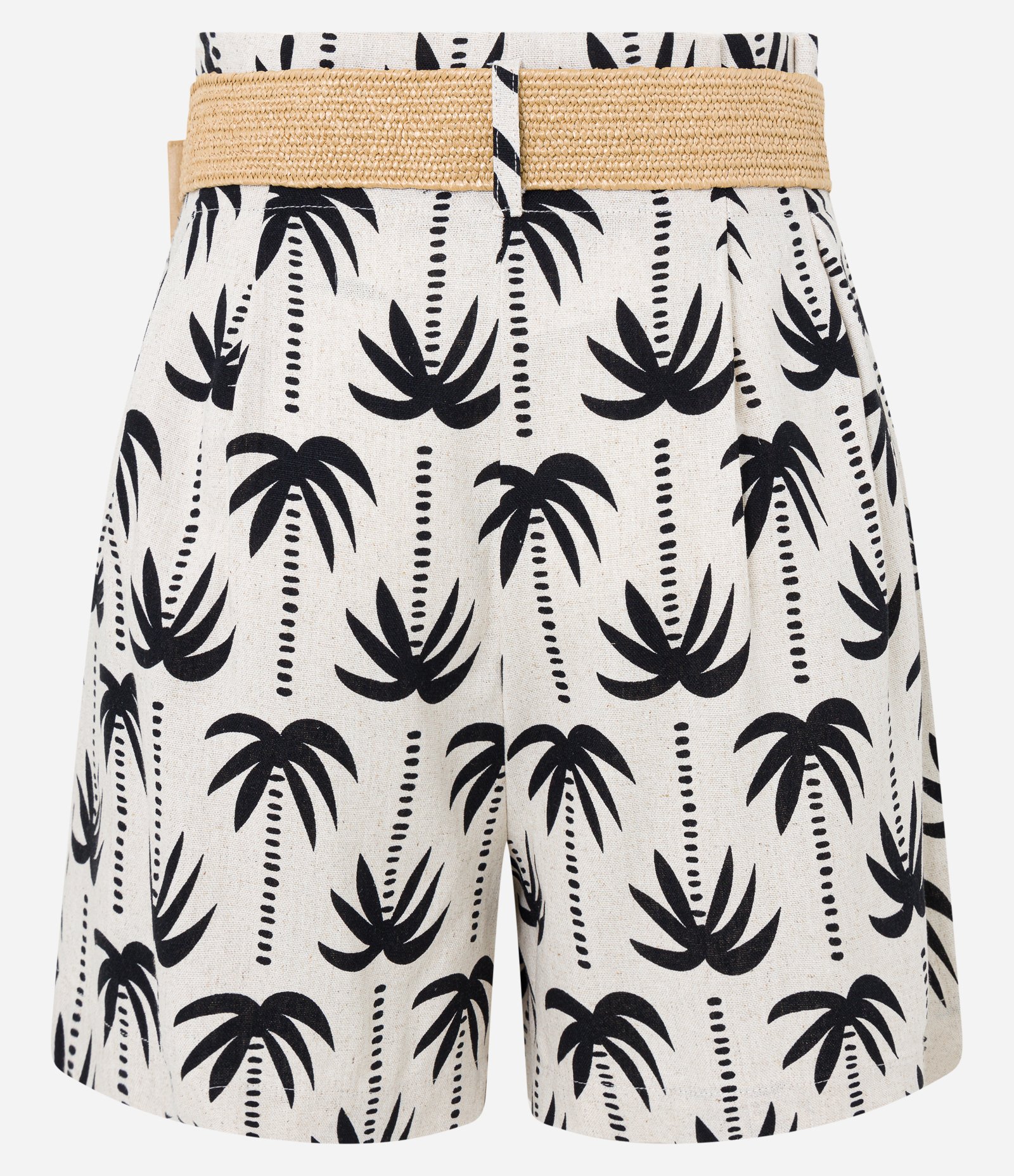 Short Clochard com Cinto de Palha e Coqueiros Estampados Bege 7