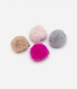 Kit 04 Presilhas de Cabelo Infantil de Pompom - Tam U