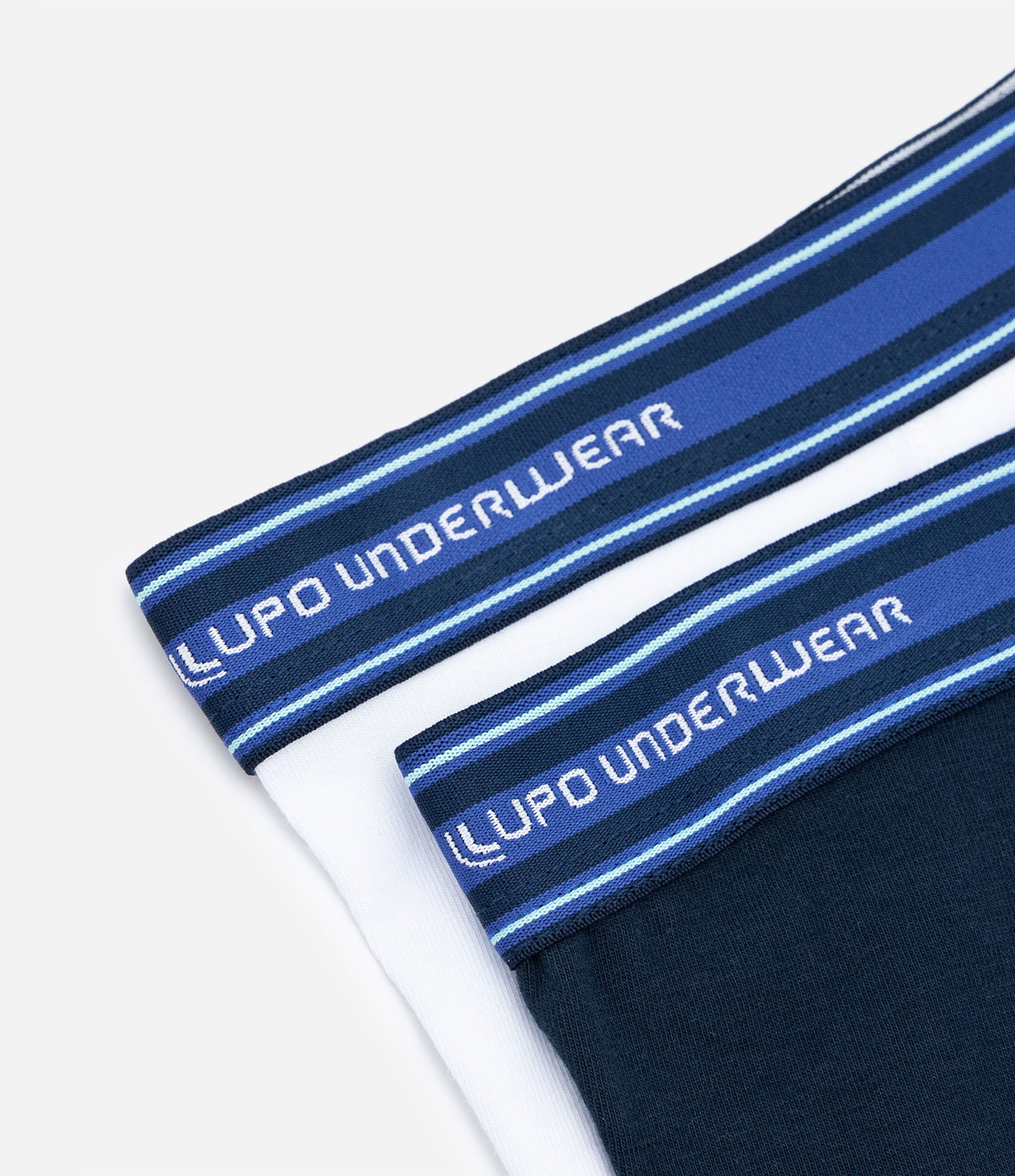 Kit 02 Cueca Boxer Infantil em Algodão com Cós Elástico Lupo - Tam P ao GG Branco/Azul Marinho 3